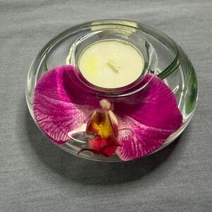 Orchid Tea Light Candle Holder Paris Pink Emilio Robba Glass Lucite NEW